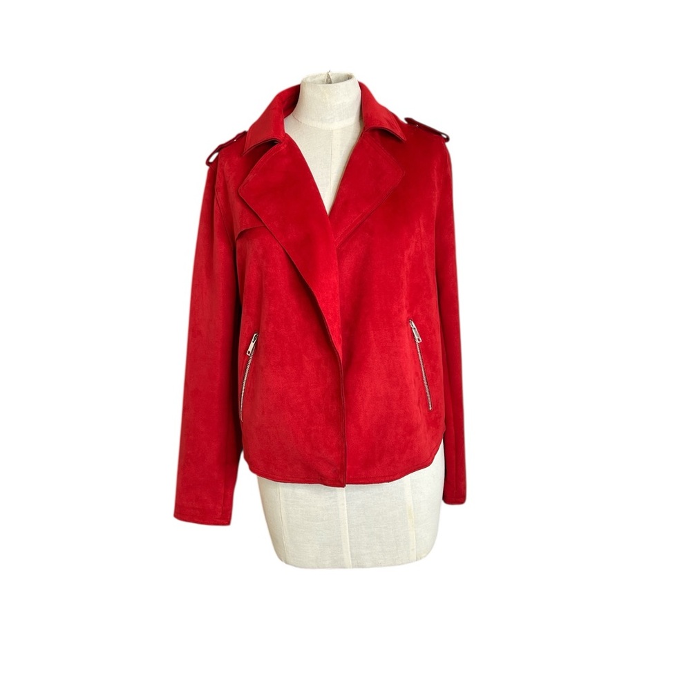 Philosophy Red Faux Leather Jacket – Zipper Pockets